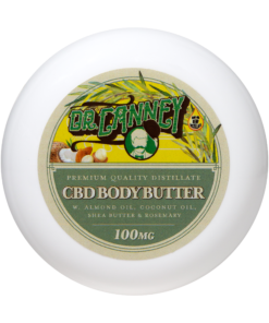 CBD Rosemary Body Butter in glossy white plastic container - Experience luxurious skin nourishment with our 100mg CBD-infused formula.