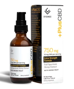 750mg Peppermint CBD Oil pump bottle and packaging box - CV Sciences