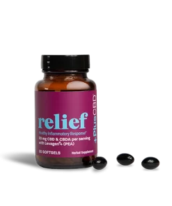 Bottle of 1500mg CBD Softgel Capsules with capsules scattered around it, showcasing our high-potency CBD product.
